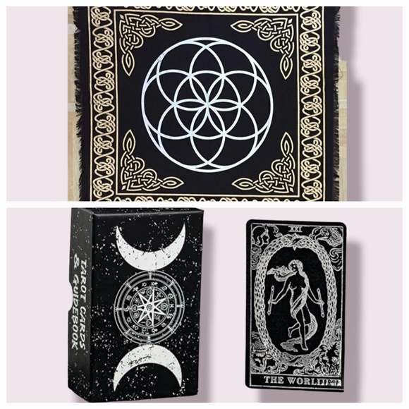 Indian Consigners Other - Seed of Life Tarot Cloth & Prophet Silver Foil Tarot Deck